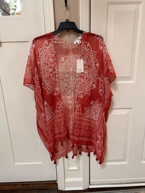 Pool to party orange and white cover-up new with tags